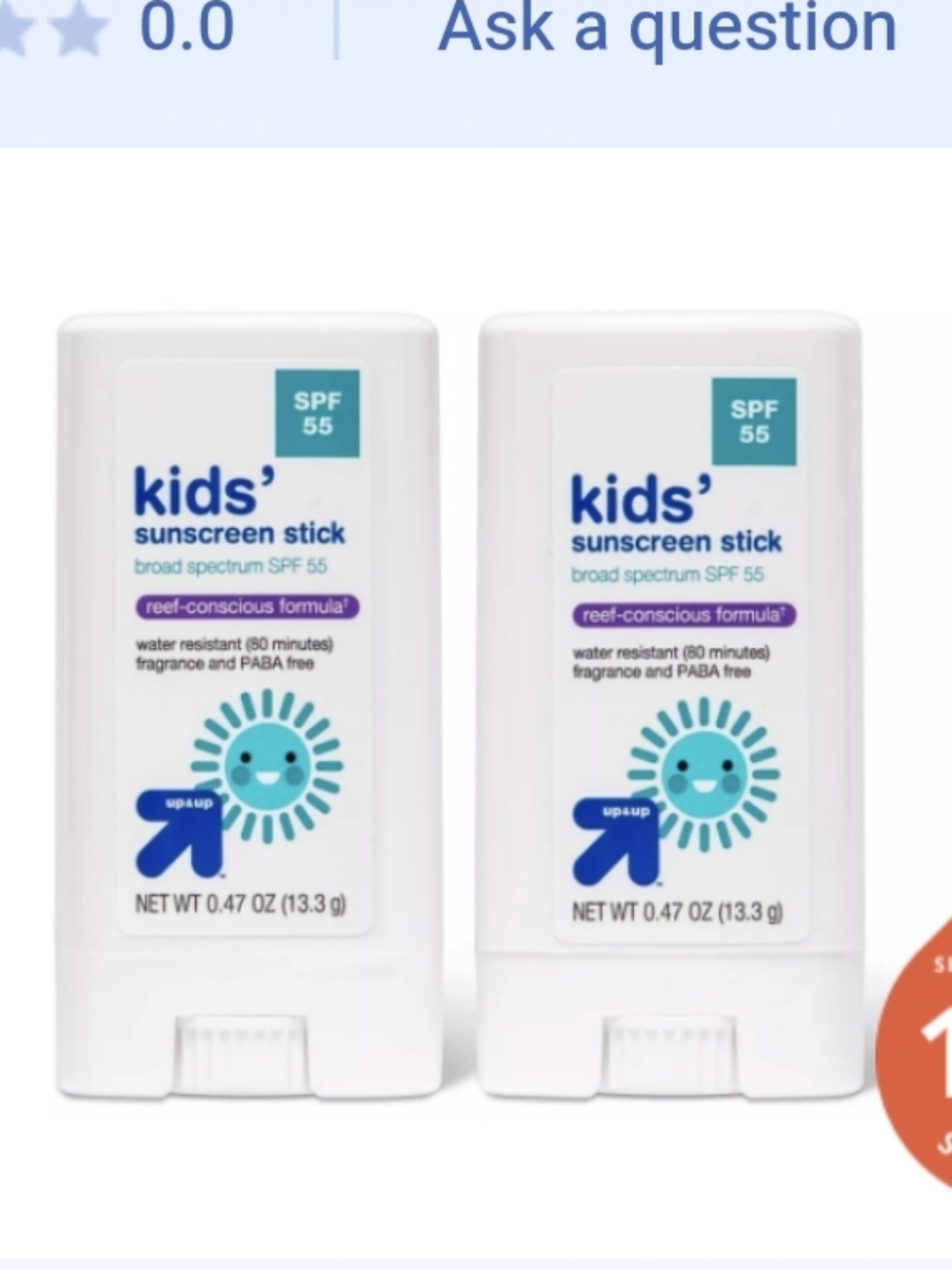 2pk Kids Sunscreen Stick, SPF 55